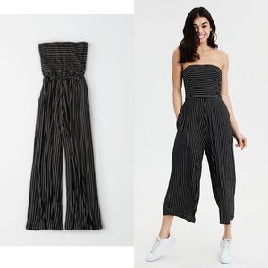Ae tie back striped tube jumpsuit